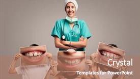  Presentation with doctor black children - Slides with laughter - dentist doctor with children holding background and a coral colored foreground