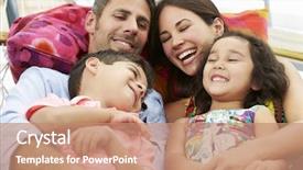  Presentation with family worship - Cool new slide set with laughter - family relaxing in garden hammock backdrop and a coral colored foreground