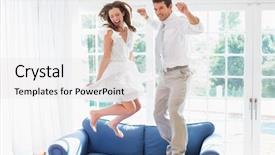  Presentation with healthy workplace full length side view - Cool new slide set with laughter - side view of a cheerful backdrop and a light gray colored foreground