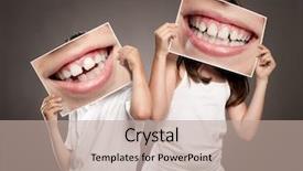  Presentation with mouth - Colorful PPT layouts enhanced with laughter - two children holding a picture backdrop and a mint green colored foreground