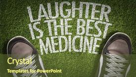 Presentation with sneakers - Slide set with laughter is the best medicine background and a tawny brown colored foreground