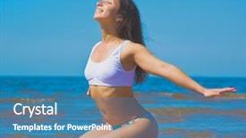  Presentation with sun - Slide deck featuring laughter yoga - happy under sun background and a teal colored foreground