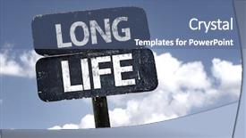  Presentation with clouds - Presentation theme having laughter yoga - long life sign with clouds background and a ocean colored foreground