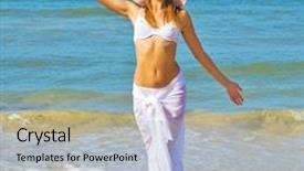  Presentation with relaxation - PPT theme consisting of laughter yoga - total relaxation girl background and a light blue colored foreground