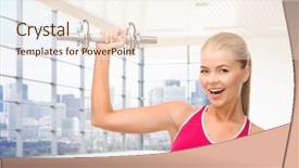  Presentation with woman sport - Amazing PPT layouts having lauhing - people fitness and sport concept backdrop and a  colored foreground