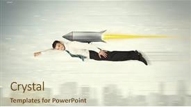  Presentation with business jet - Colorful PPT layouts enhanced with launch draw - superhero business man flying backdrop and a cream colored foreground
