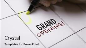  Presentation with grand opening - Slide deck featuring grand opening background and a white colored foreground