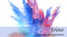  Presentation with powder - Beautiful theme featuring launched colorful powder isolated backdrop and a light blue colored foreground