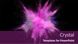  Presentation with explosion - Audience pleasing theme consisting of launched-colorful-powder-on-black backdrop and a violet colored foreground