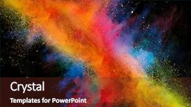  Presentation with powder - Slide deck consisting of launched colorful powder on black background and a tawny brown colored foreground