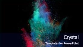  Presentation with powder - Beautiful slide deck featuring launched colorful powder on black backdrop and a navy blue colored foreground
