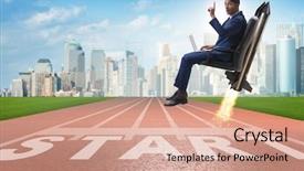  Presentation with career career progression and promotion - Cool new theme with launcher - businessman in career progression concept backdrop and a coral colored foreground