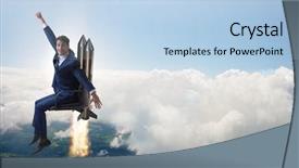  Presentation with career - PPT layouts featuring launcher - businessman in career progression concept background and a light blue colored foreground