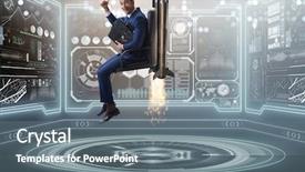  Presentation with career - Colorful PPT theme enhanced with launcher - businessman in career progression concept backdrop and a gray colored foreground