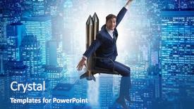  Presentation with career - PPT layouts featuring launcher - businessman in career progression concept background and a teal colored foreground