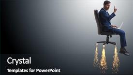  Presentation with promotion - PPT layouts with launcher - businessman in promotion business concept background and a  colored foreground