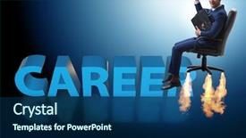  Presentation with promotion - PPT theme with launcher - businessman in promotion business concept background and a ocean colored foreground