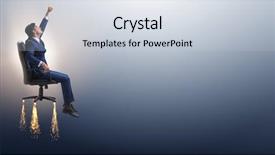  Presentation with promotion - Colorful presentation theme enhanced with launcher - businessman in promotion business concept backdrop and a sky blue colored foreground