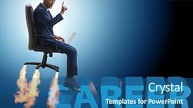  Presentation with demographic millennials business concept - Amazing theme having launcher - businessman in promotion business concept backdrop and a  colored foreground