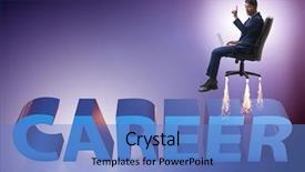  Presentation with promotion - Presentation having launcher - businessman in promotion business concept background and a  colored foreground