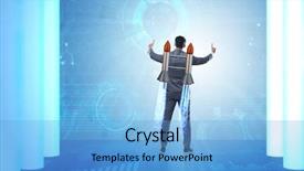  Presentation with business jet - PPT layouts enhanced with launcher - man with jet pack background and a  colored foreground