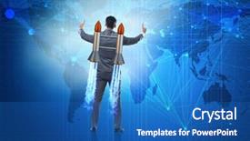  Presentation with business jet - Slide deck featuring launcher - man with jet pack background and a  colored foreground