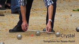  Presentation with game on - Cool new presentation with launcher - petanque game in france measuring backdrop and a coral colored foreground