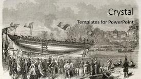  Presentation with paris france - Theme featuring navy ship - launching argus in saint cloud background and a light gray colored foreground