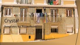  Presentation with dwelling - Cool new slides with cloth laundary - dwelling house with balconies backdrop and a  colored foreground