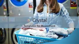  Presentation with laundromat - Slide set with laundromat - laundress at work background and a light blue colored foreground