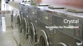  Presentation with laundromat - Beautiful theme featuring laundromat - rows of washing machines backdrop and a gray colored foreground