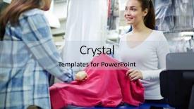  Presentation with laundromat - PPT theme consisting of laundromat - talking to client background and a light blue colored foreground