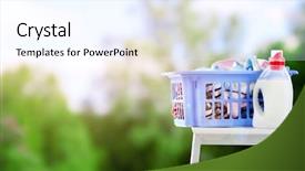  Presentation with laundry detergent - Presentation theme with laundry and bottle of detergent background and a sky blue colored foreground