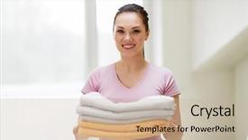  Presentation with laundry - PPT layouts enhanced with laundry and household concept - happy background and a mint green colored foreground