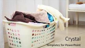  Presentation with dirt dirt texture dirty - PPT theme featuring laundry basket with dirty towels background and a soft green colored foreground