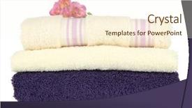  Presentation with cedar bath - Beautiful PPT theme featuring laundry care products - bath towels isolated on white backdrop and a cream colored foreground