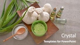  Presentation with aloe vera - Audience pleasing presentation design consisting of laundry care products - spa setting with aloe vera backdrop and a coral colored foreground