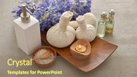  Presentation with blue spa - Slide set enhanced with laundry care products - spa setting with candle salt background and a  colored foreground