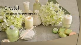  Presentation with bowl of aroma spa - PPT layouts with laundry care products - spa setting with candle salt background and a  colored foreground