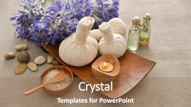  Presentation with blue spa - Slide deck enhanced with laundry care products - spa setting with candle salt background and a  colored foreground