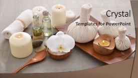  Presentation with handmade spa lavender soap - Presentation with laundry care products - spa setting with candle soap background and a  colored foreground