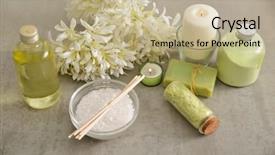  Presentation with soap - Beautiful slides featuring laundry care products - spa setting with candle soap backdrop and a  colored foreground