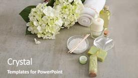  Presentation with handmade spa olive oils soap - Theme featuring laundry care products - spa setting with candle soap background and a gray colored foreground