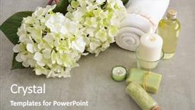  Presentation with soap - PPT layouts consisting of laundry care products - spa setting with candle soap background and a  colored foreground