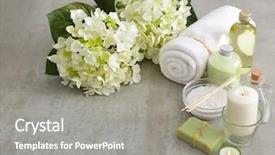  Presentation with soap - Audience pleasing slide set consisting of laundry care products - spa setting with candle soap backdrop and a  colored foreground