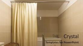  Presentation with nobody - Slides having laundry courtain amd chair nobody background and a coral colored foreground