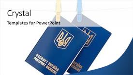  Presentation with international - PPT theme with laundry department - clothes-pegs holding two international ukrainian background and a white colored foreground