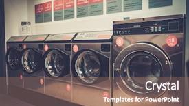  Presentation with laundry service - Colorful theme enhanced with laundry machines at laundromat shop backdrop and a coral colored foreground