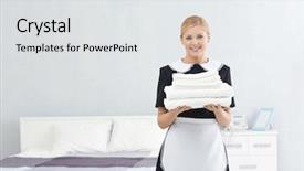  Presentation with foods clean food clean food - Slides featuring laundry services - chambermaid holding pile of clean background and a light gray colored foreground