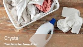  Presentation with laundry detergent - Slide set with laundry-wash-and-housekeeping-concept background and a coral colored foreground